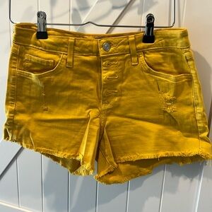 EUC Just USA Mustard Yellow Button-up Shorts